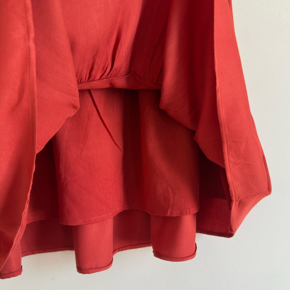 Alelly Women’s Orange Rust High Waist Ruffle Mini Skirt Summer Flowy XL NWT - Picture 7 of 10